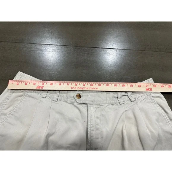 Bugle Boy Mens Pleated Chino Pants 38x32 Khaki Tan Cotton Twill Vintage Basics - Picture 5 of 10